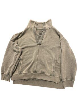 American Eagle Seriously Lived In Pullover Sweatshirt V Neck Pockets Medium Sage